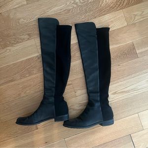 Stuart Weitzman 50 50 Over the Knee Black Leather Boot
